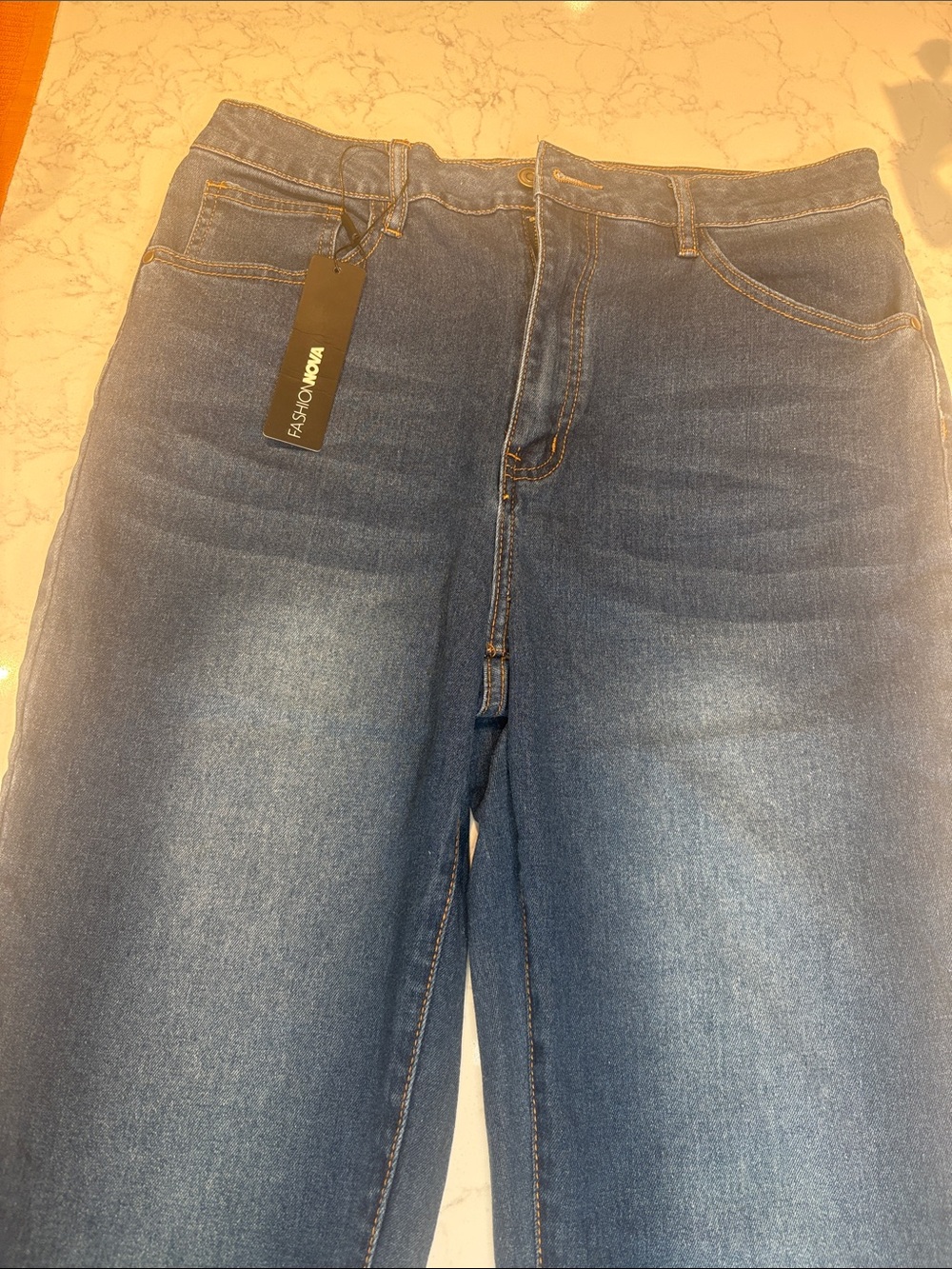 Fashion Nova Men's Dark Blue Straight Jeans